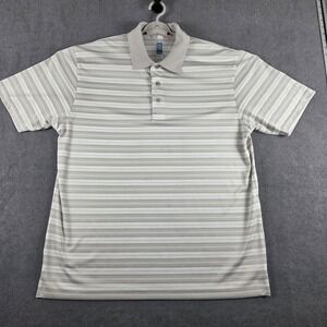 PGA Tour Airflux Mens XL Tan White Striped Short Sleeve Golf‎ Polo Shirt